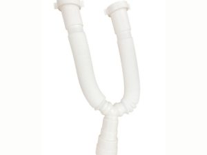 Manguera flexible para desagüe,Color blanco, conexión 1/2". Alto:34 cm Conector doble para desagüe d