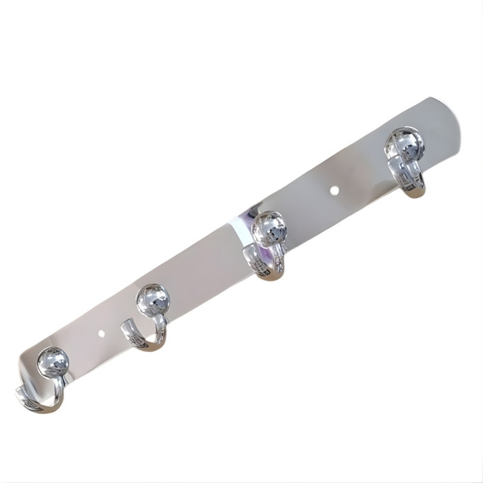 Perchero metálico cromado de pared de 45 cm, 5 ganchos, incluye tornillos de Perchero metálico croma