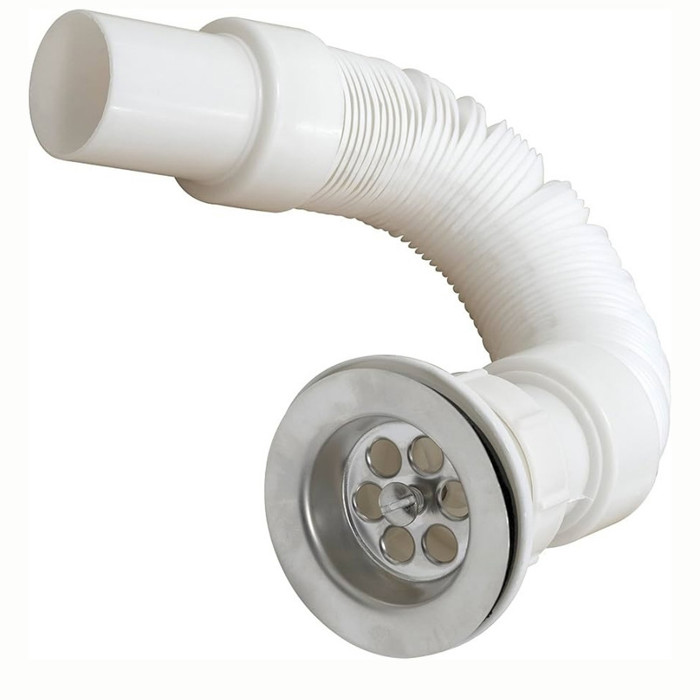 Tubo de desagüe,Color blanco, medida 1/2" Manguera flexible para desagüe,Color blanco con rejilla me