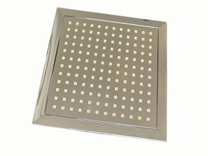Regadera plástica cuadrada,Color blanco, medida 8", incluye tubo en L de 38.5 cm. Regadera metálica