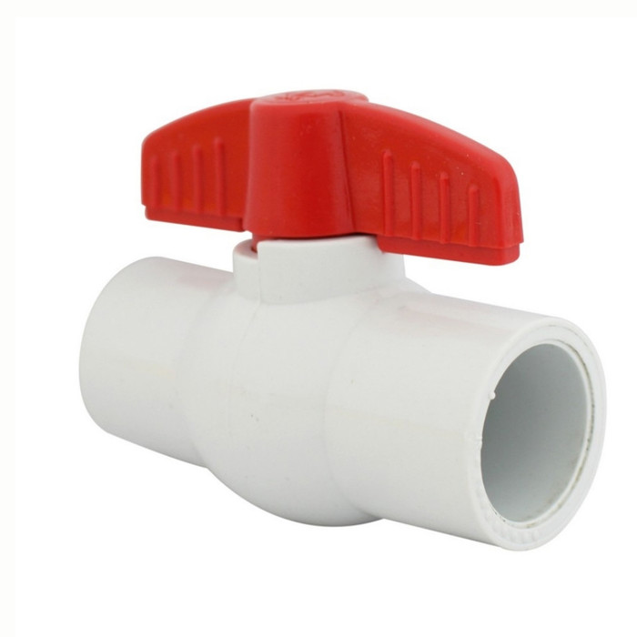 Válvula de paso de PVC 1/2", mango tipo perilla, para control de paso de agua Válvula de paso de PVC