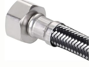 Manguera de abasto 1/2 x 3/8,Acero inoxidable trenzado,Plateado,Conexión Manguera de abasto 1/2" x 1