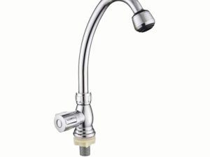Grifo para lavamanos de acero inoxidable, acabado cromado, cuello alto con mango Llave para lavamano