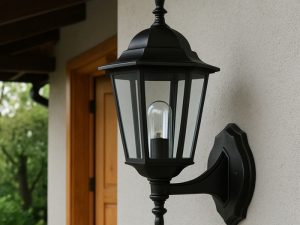 LAMPARA D/JARDIN EXT 12W E27 100-240V 6500K IP44 Col: BK negro arenoso, Dim: 175x195xH340mm, Casq: E
