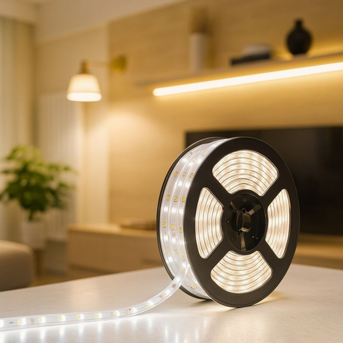 Entrada: 110V-265V. Potencia: 4W/m. Cantidad LED: 120 Leds/m 2835. Temperatura Entrada: 110V-265V. P