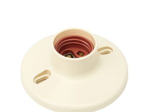Portafoco plástico con interruptor, blanco con botón verde, E27, conexiones rápidas Portafoco plafon