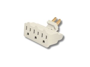 Multicontacto eléctrico 3 salidas marfil, 8 cm alto x 3 cm ancho, clavija americana, Multicontacto 3