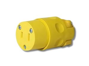 Conector hembra industrial reforzado amarillo, 6.5 cm x 3.5 cm, 125V 15A, tipo Conector hembra indus
