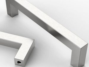 Halador para mueble en acero inoxidable, perfil 1.2 × 1.2 cm, 9.6 cm entre centros. Halador para mue
