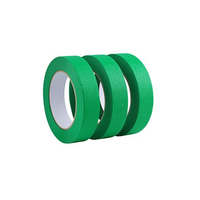 Cinta adhesiva de papel 3.6 cm × 20 m, color verde, ideal para enmascarado, Cinta adhesiva de papel