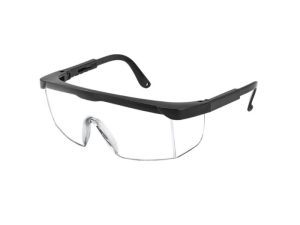 Lente de seguridad transparente modelo 188 con marco negro y detalles naranjas, Gafas de seguridad,