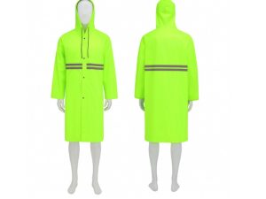 Traje impermeable color azul con verde fluorescente, cierre y bolsillos con cinta Traje impermeable