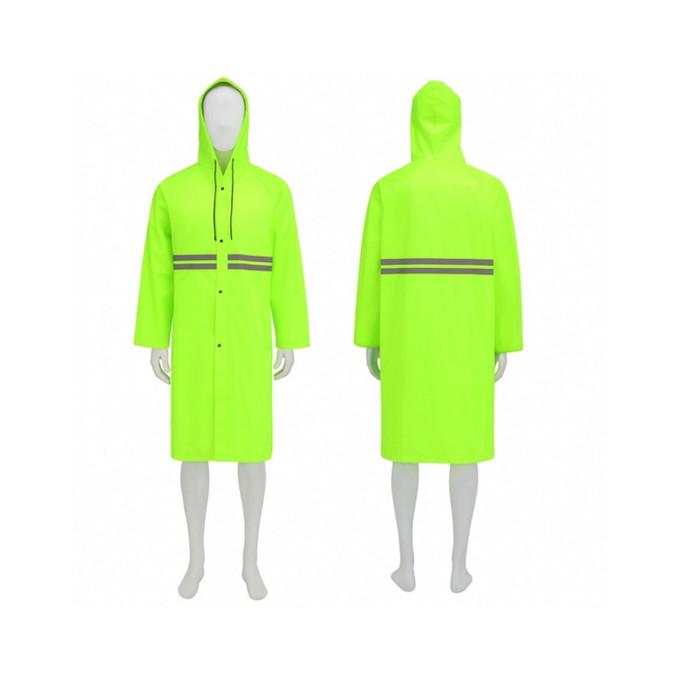 Traje impermeable color azul con verde fluorescente, cierre y bolsillos con cinta Traje impermeable