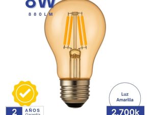 8w Potencia: ≥5.2W, Chip: San'an, Luminosidad: 110LM/W, CRI: ≥80, Color: 2700K, 8 wPotencia: ≥5.2W,