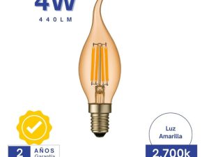 4w Potencia: ≥3W, Chip: San'an,Luminosidad: 110LM/W, CRI: ≥80,Color: 2700K, 4w Potencia: ≥3W, Chip: