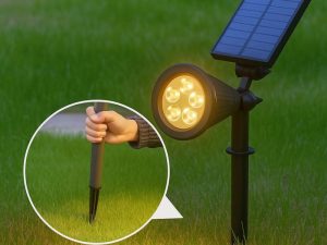 Luz de estaca solar roja, panel solar policristalino 6V 8W, batería litio-ferrofosfato Luz solar 6V
