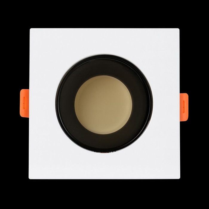 Downlight 90x90mm, corte 75mm, negro total, aro exterior PC cuadrado + aro Downlight 90x90mm, corte