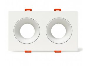 Downlight 175x88mm, corte 165x88mm, exterior blanco mate interior negro, doble Downlight 172x92x23mm