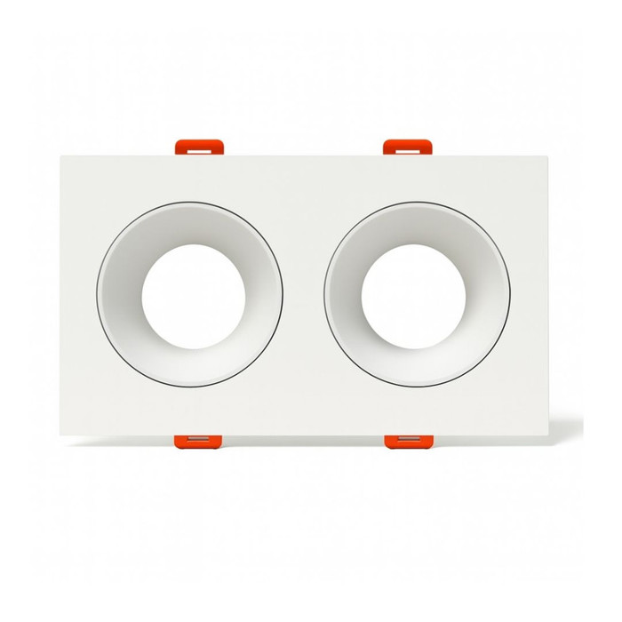 Downlight 175x88mm, corte 165x88mm, exterior blanco mate interior negro, doble Downlight 172x92x23mm