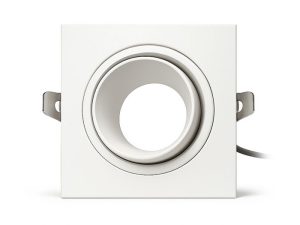 Downlight 88mm, corte 75mm, blanco mate, aro exterior hierro redondo + aro Downlight 88x88mm, corte