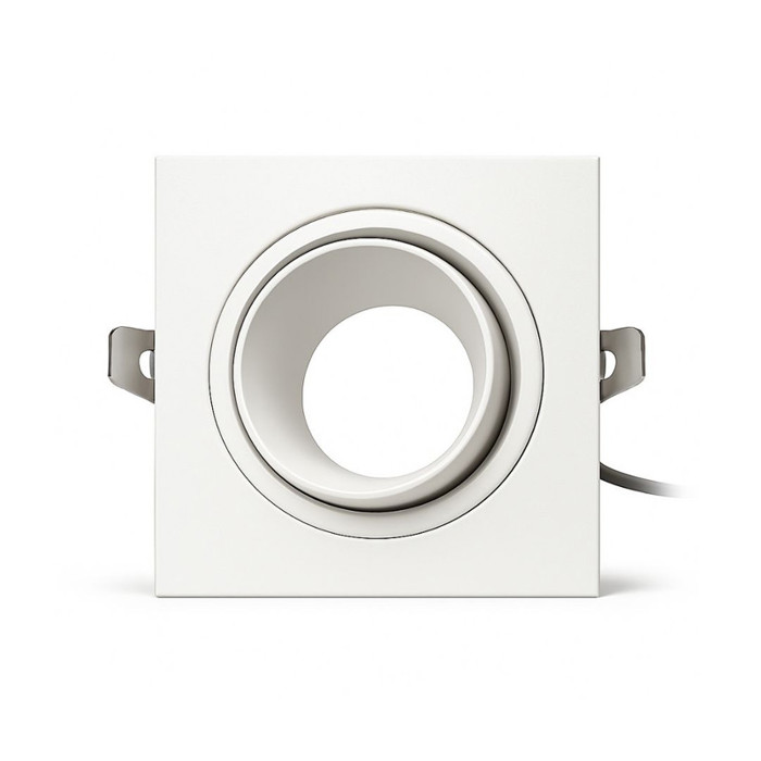 Downlight 88mm, corte 75mm, blanco mate, aro exterior hierro redondo + aro Downlight 88x88mm, corte