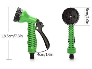 Pistola de agua 7 funciones color verde con negro, diseño ergonómico con selector Pistola de agua 7