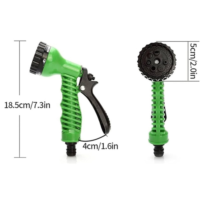 Pistola de agua 7 funciones color verde con negro, diseño ergonómico con selector Pistola de agua 7