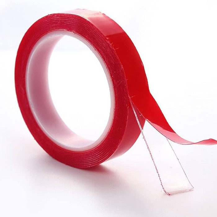 Cinta acrílica transparente de doble cara de 4.8 cm x 3 m, tipo clear mounting tape, Cinta acrílica