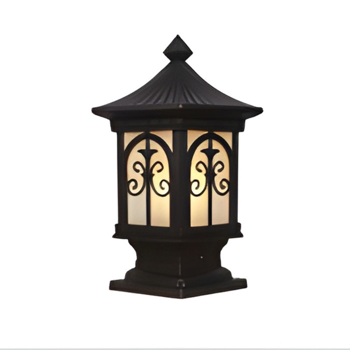 Farol de pared para exterior, diseño clásico ornamentado con acabado metálico, Farol de pared para e