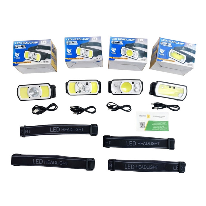 Set de lentes industriales de seguridad en varios colores, diseño envolvente y Linterna de cabeza re