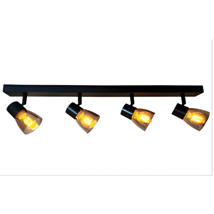 Lámpara colgante para interior con cuatro focos orientables y base lineal. Permite Lámpara colgante