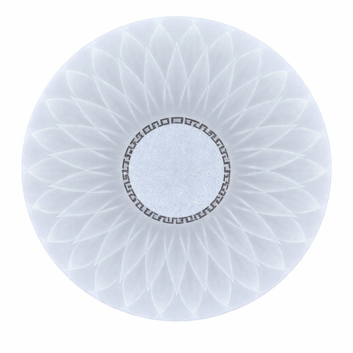 Plafón LED para techo con diseño circular de textura radial y acabado blanco. Plafón LED para techo