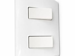 Interruptor con placa integrada de 2 polos en acabado blanco, con contactos de Interruptor eléctrico